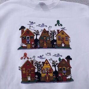 VINTAGE Santee Sweats Sweatshirt Mens Large USA Halloween Ghosts Crewneck 90s